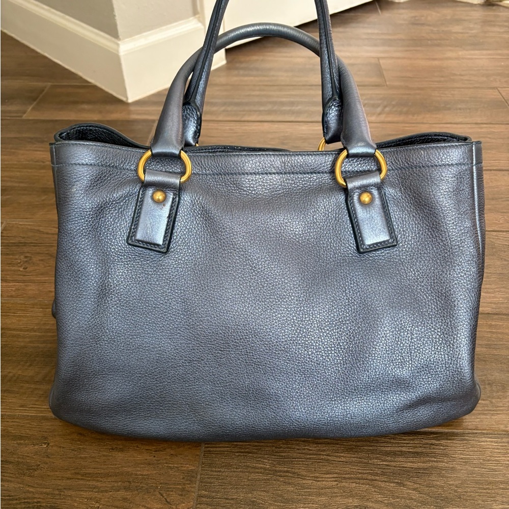 Prada metallic blue Leather handbag - Picture 2 of 14